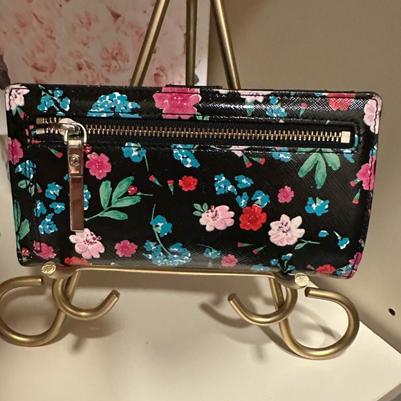 Kate Spade Stacy Cameron Street Jardin Slim Bifold Black Multi Floral Wallet EUC - Picture 5 of 13
